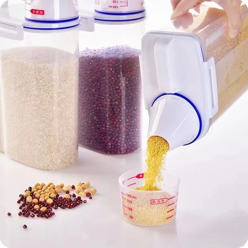 Airtight Rice Storage Container with Clear Scale for Cereal Flour Rice Home-USA gallery
