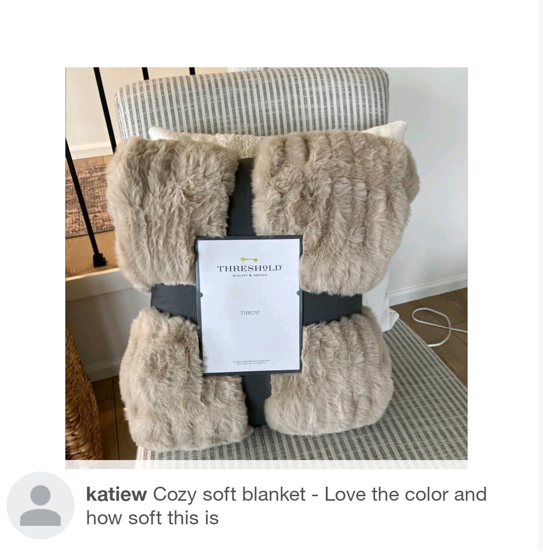 🏯Threshold Ruched Faux Rabbit Fur Blanket TAN Brown Super Soft🆕50” X 60”‼️ gallery
