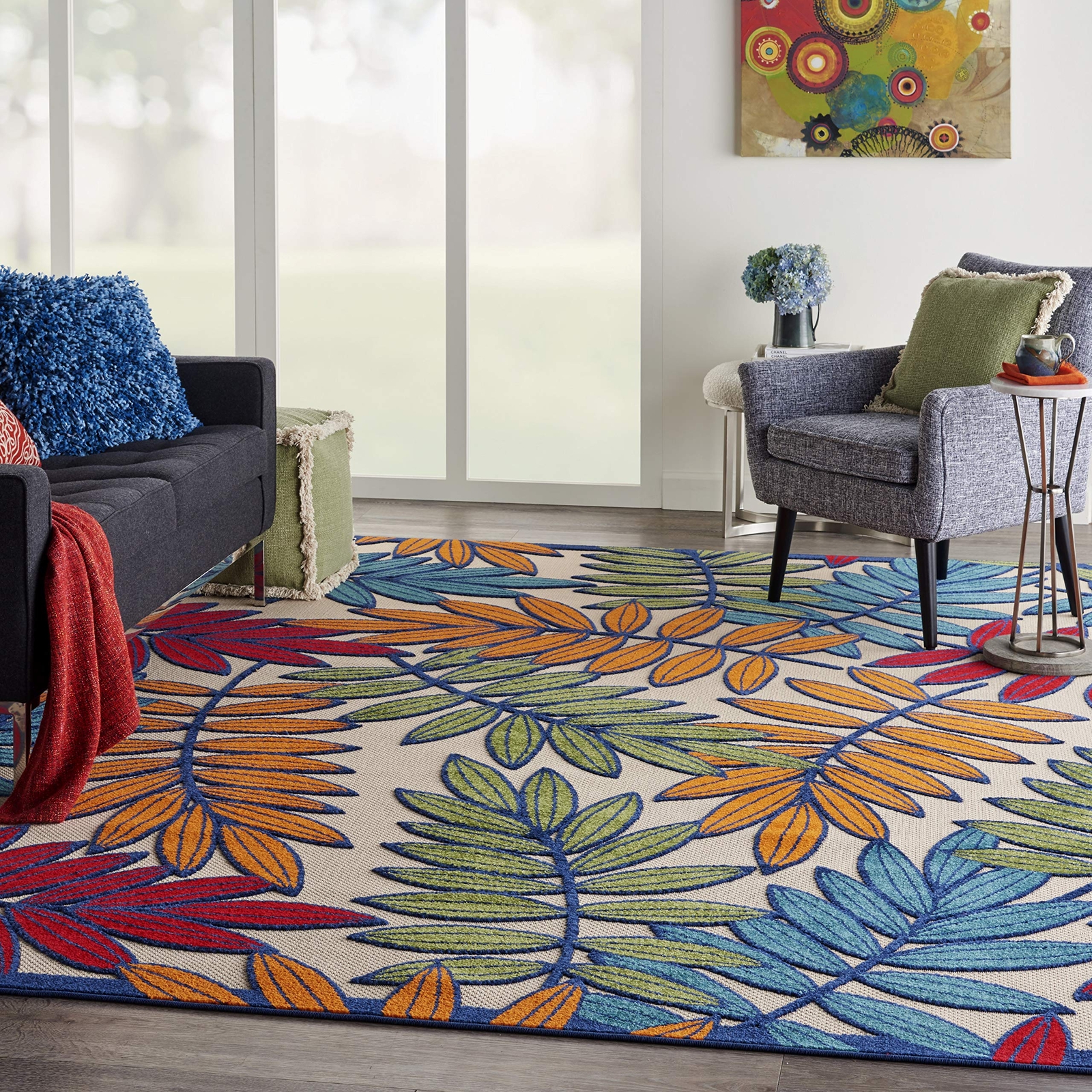 Nourison Aloha Indoor/Outdoor Multicolor 9'6" x 13' Area Rug Tropical gallery