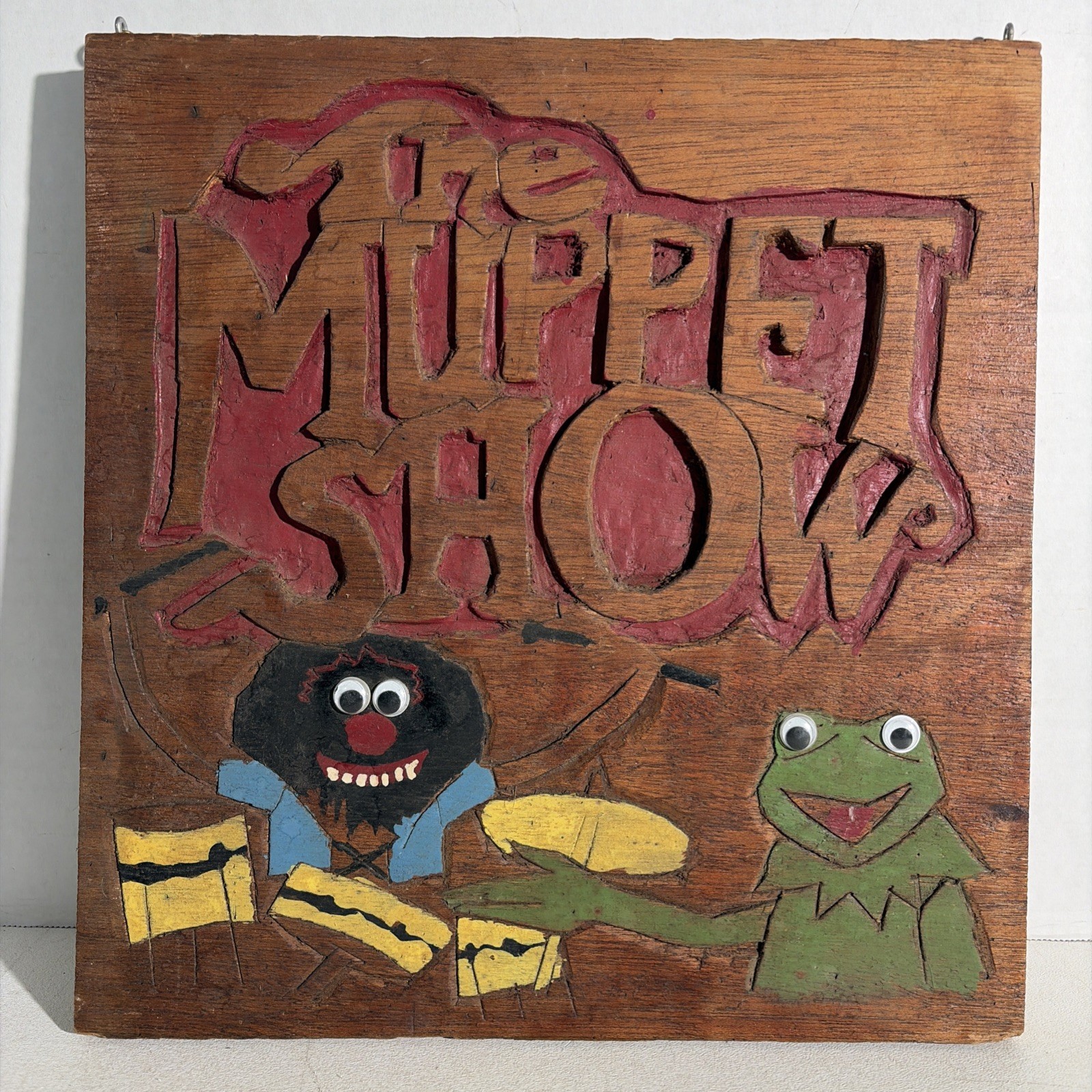 Vintage Hand Carved The Muppet Show Sign Wall Art Hanging Kermit The Frog Animal gallery