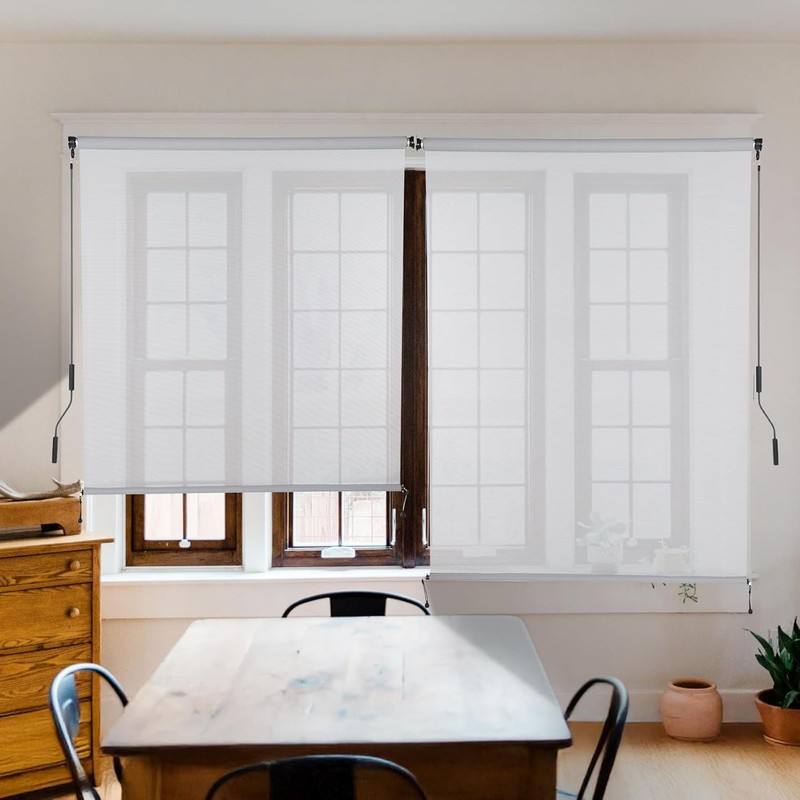 5% Openness Cordless Solar Fabric Roller Shade, 10'W x 8'H Sun Shade for Outdoor gallery