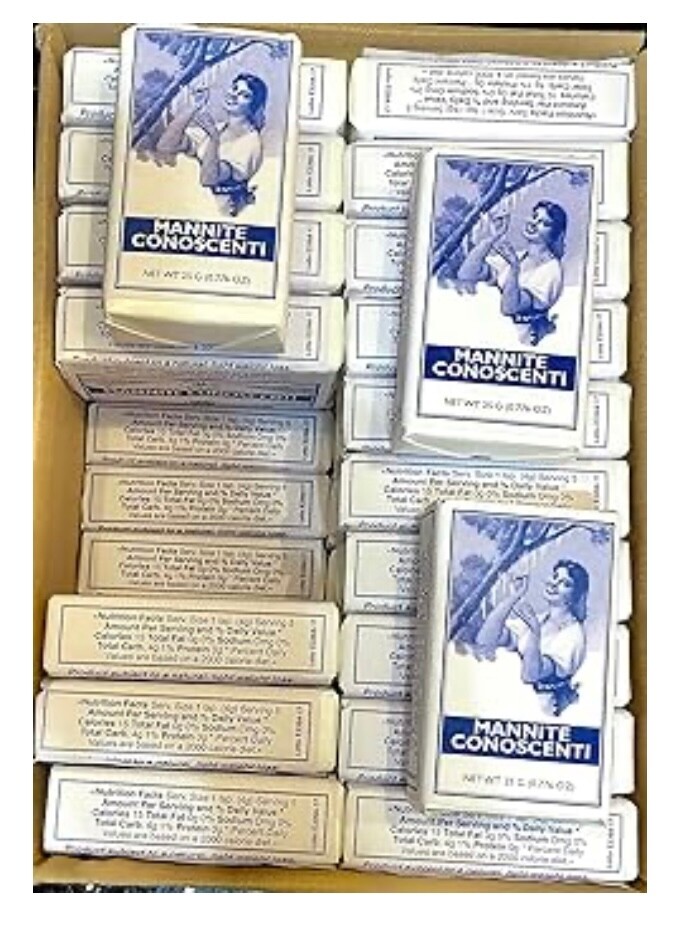 Mannite Conoscenti natural sugar sweetener "40 bars" in a box made in Italy gallery