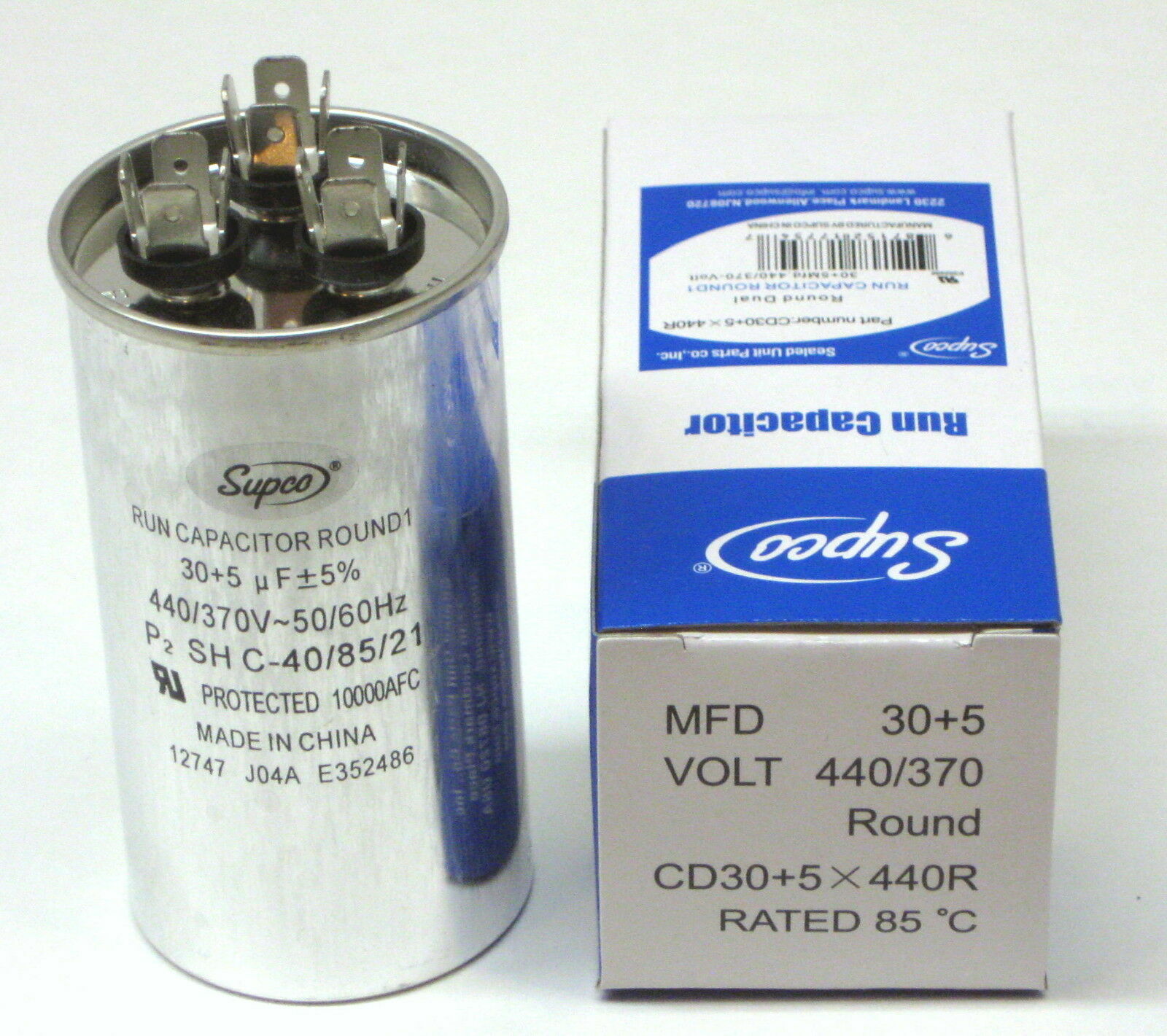 Air Conditioning HVAC Round Dual Motor Run Capacitor 30 + 5 MFD 440 Volt gallery