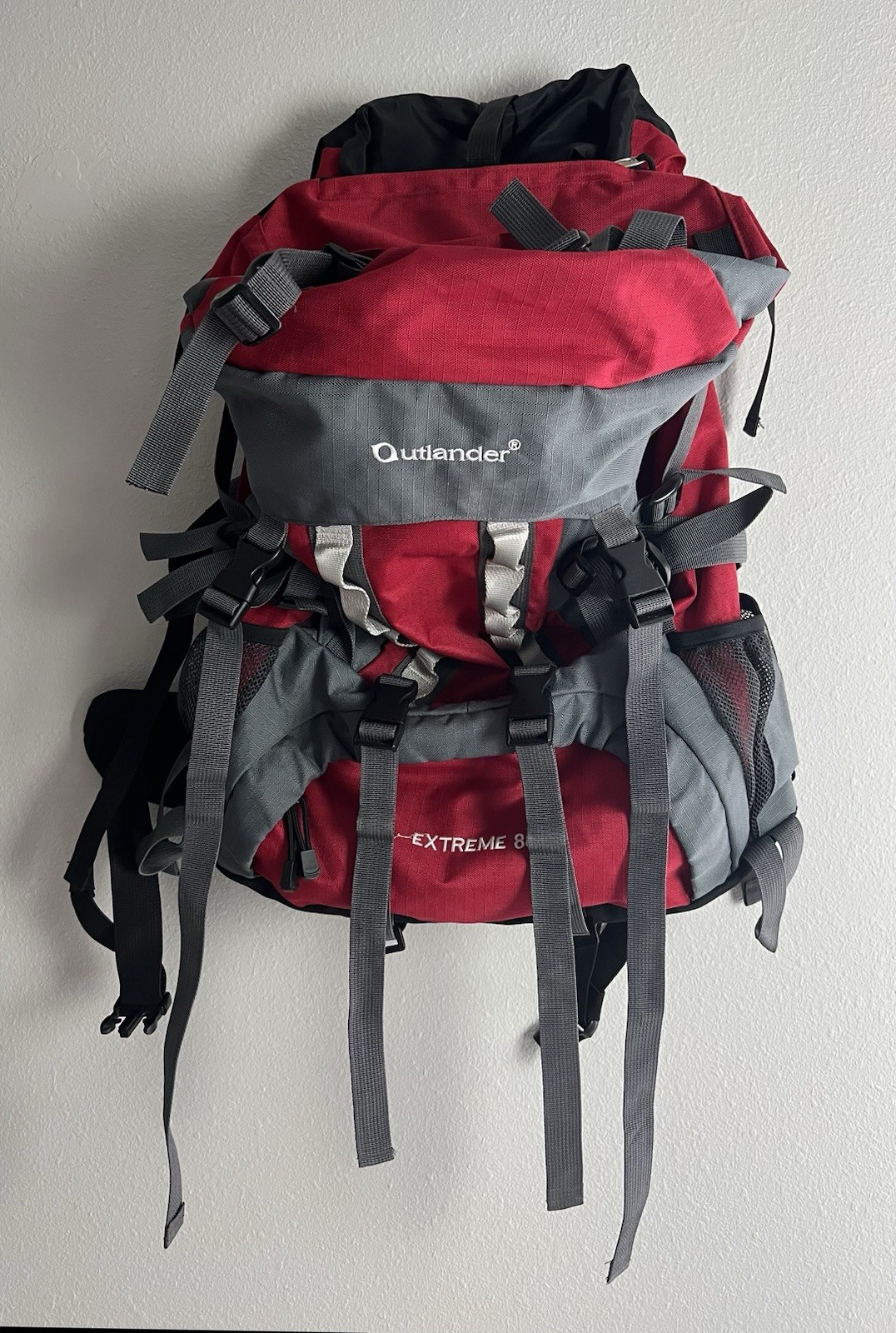 Outlander Extreme 80 Hiking Backpack Red Gray Reflective