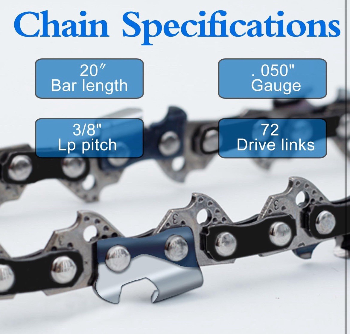 3-Pack Replacement Chainsaw Chain, 20-Inch, 72 Drive Links, 3/8" Pitch, .050" Ga gallery