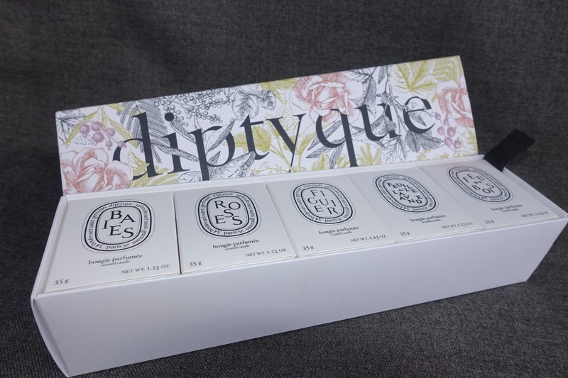 New Diptyque Set 5 Small Scented Candles Lavender Fig Rosa Wood Fire Berries NIB gallery