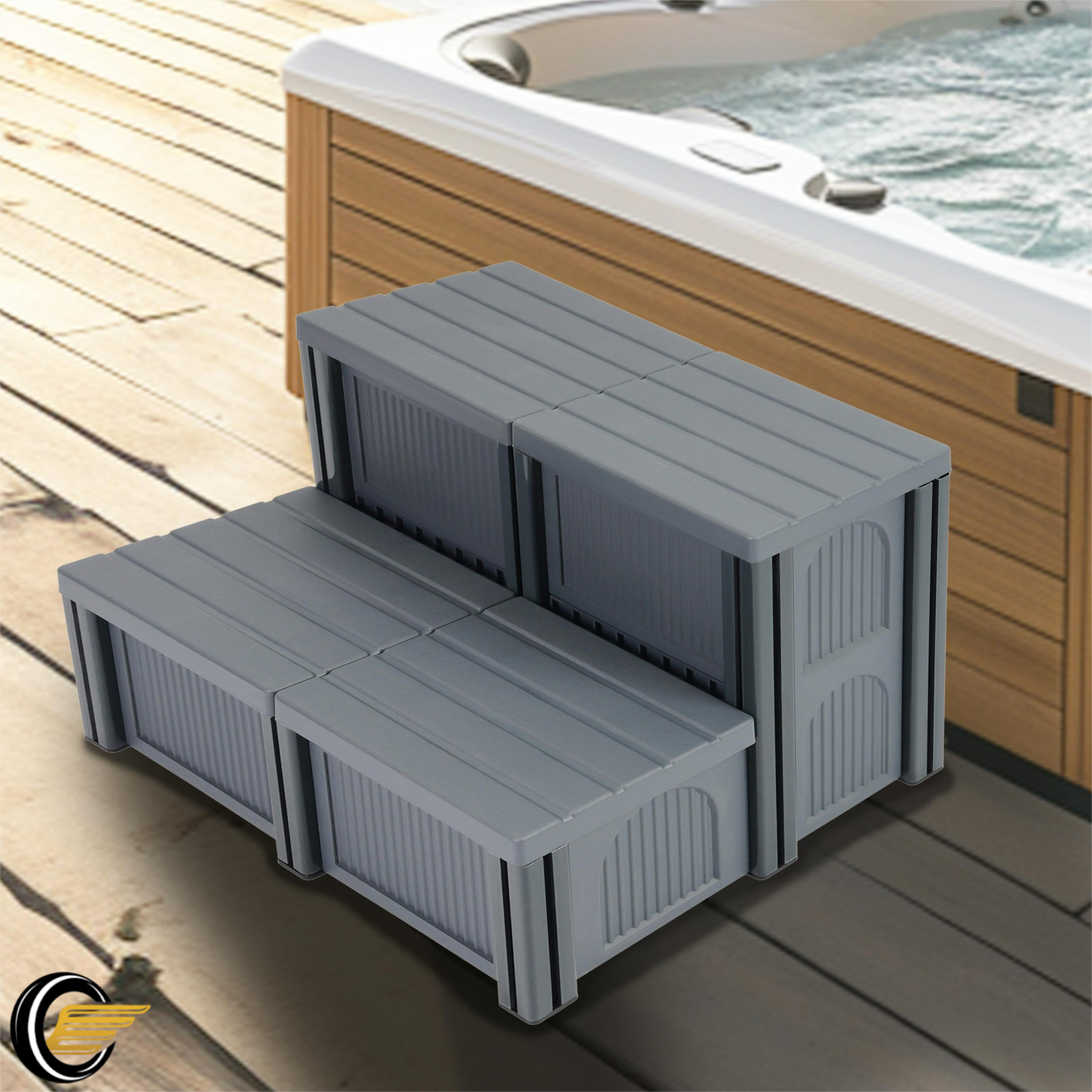 Universal Spa Hot Tub Steps W/ Hidden Storage 500lbs Load Capacity Spa Stairs gallery