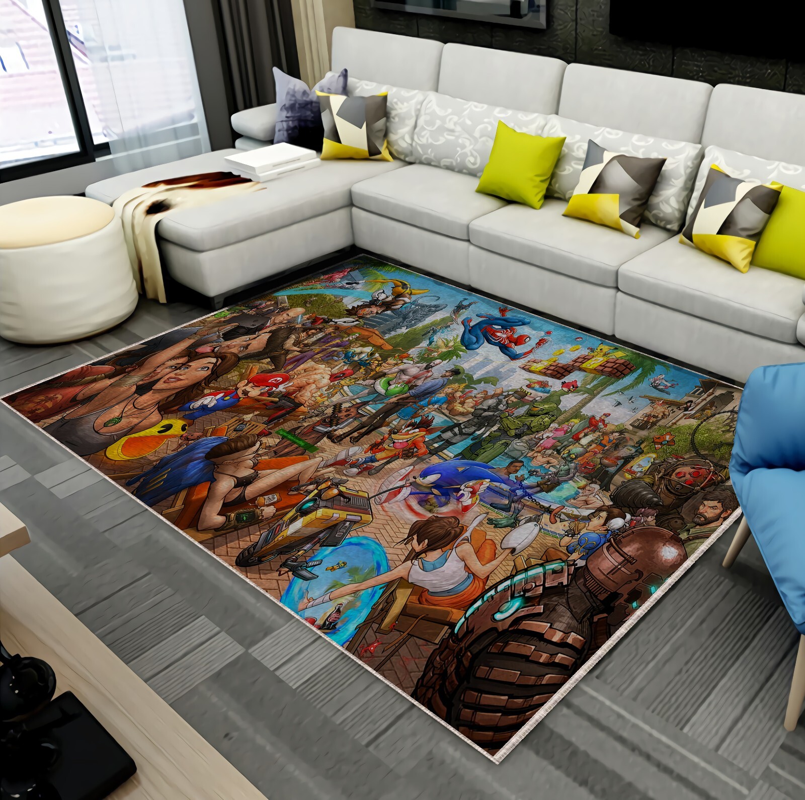 X Box Video Game Legends Decoration, Nostalgic Gamer Area Rug, Gaming room Decor gallery