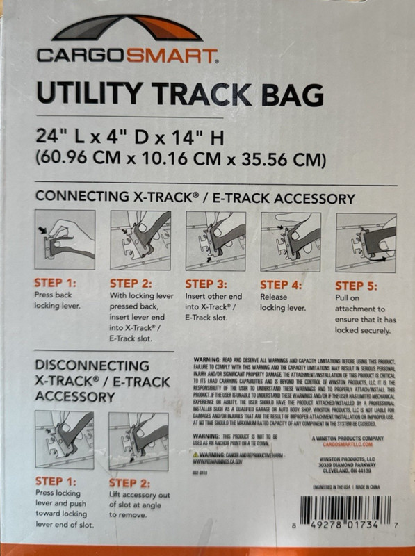 CargoSmart Nylon Utility Track Bag for E-Track and X-Track 24" W x 4" D x 14" H gallery