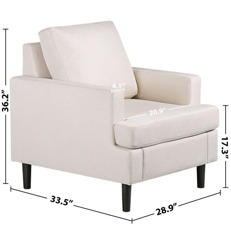 Timeless Charm Single Sofa Chair Soft Breathable Linen Fabric Foam Backrest gallery