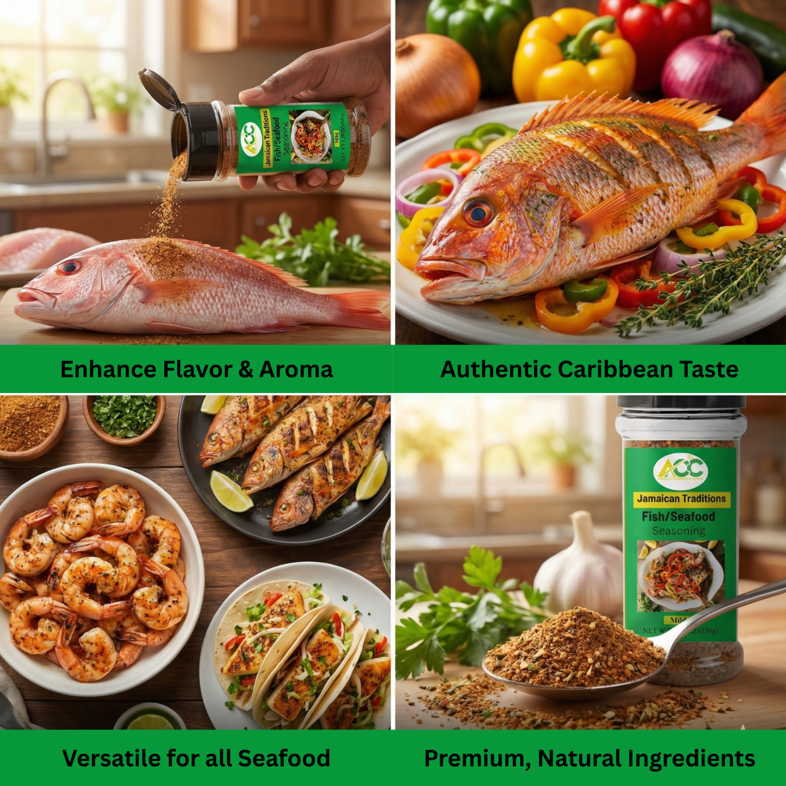 Jamaican Traditions Fish & Seafood Seasoning Mild 5.29 oz | Authentic Caribbean gallery