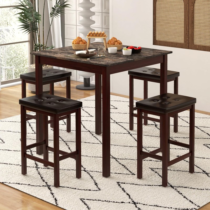 Dining Table Set for 4, Kitchen Table Chairs Set of 4, Counter Height Dining ... gallery