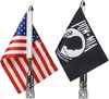 2 Pack Motorcycle Flag Pole Fold Down 90° with American Flag and Pow-mia Fl gallery