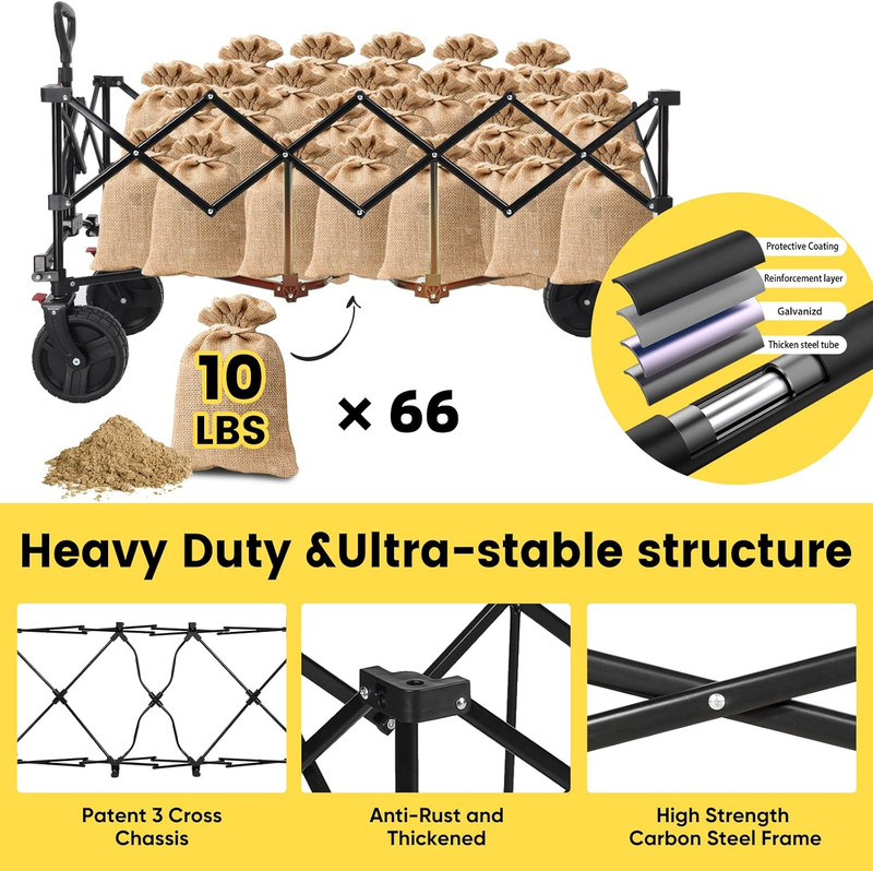 Sekey 48''L Collapsible Foldable Extended Wagon with 660lbs Weight Capacity, Hea gallery