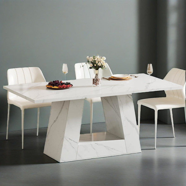 NEW Dining Table Faux Marble Dining Table Modern Kitchen Table Dining Room White gallery