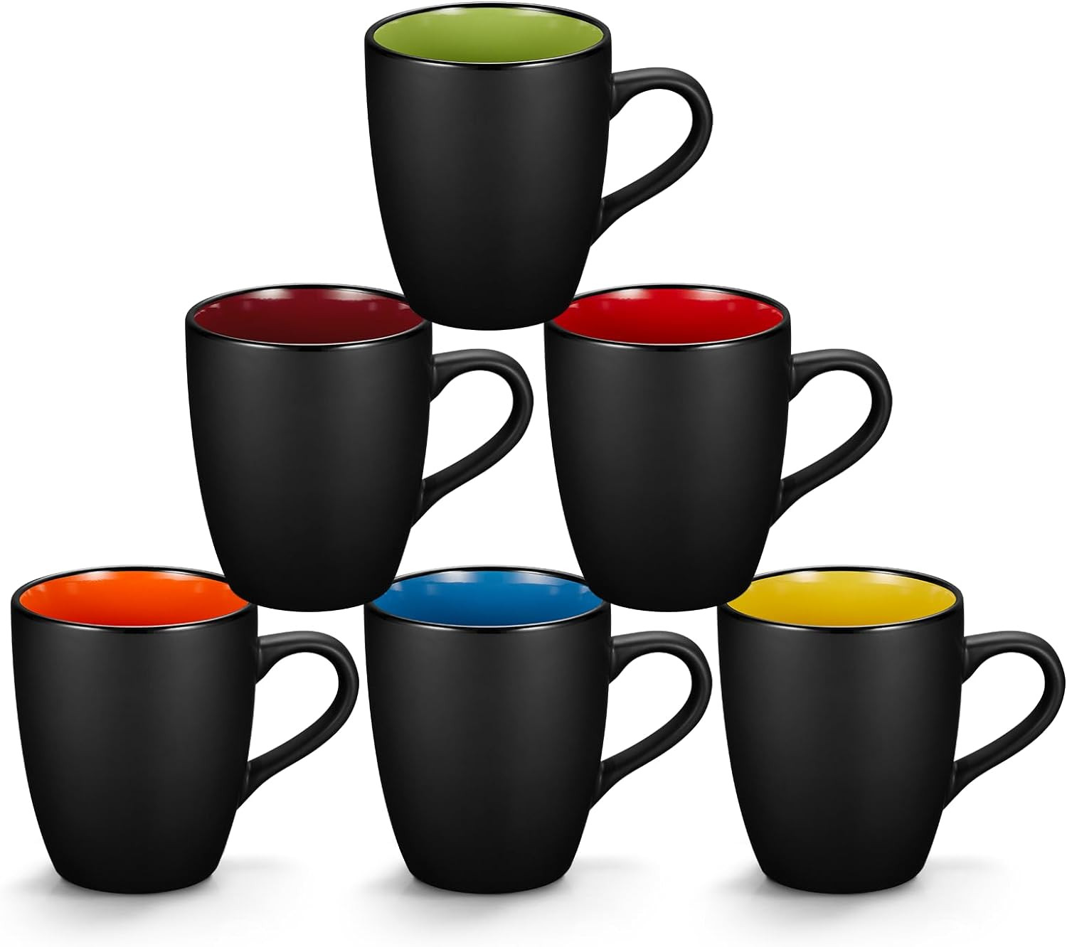 6 Pack Porcelain Coffee Mugs Set 12 Ounces Ceramic Coffee Mugs Matte Black gallery