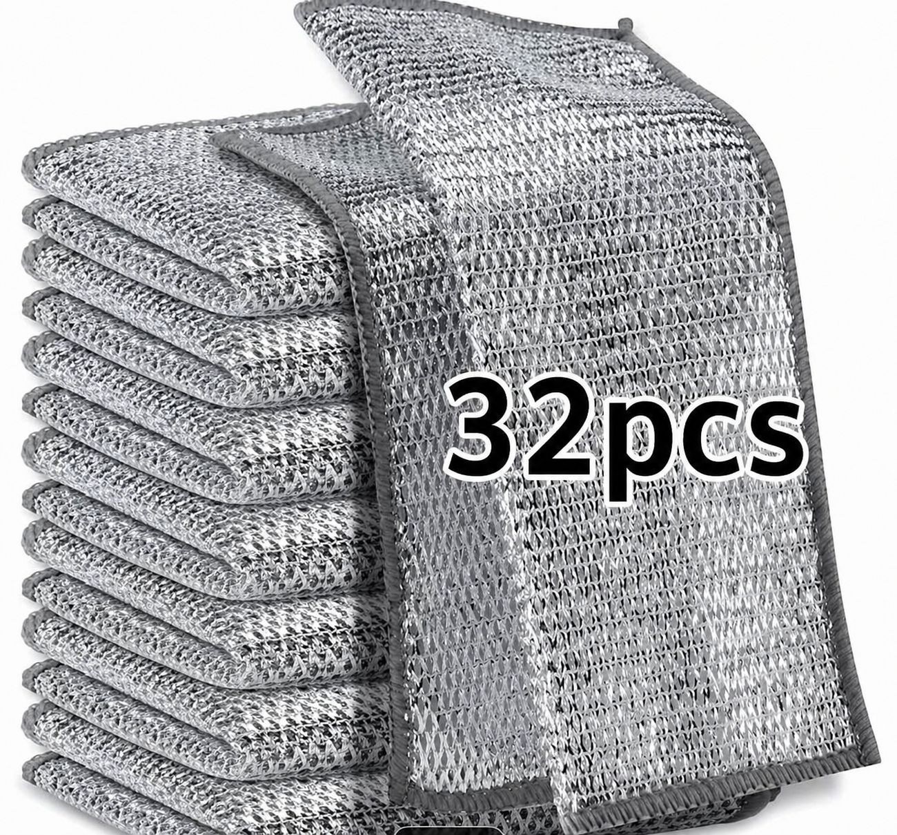 32 Pcs Non-Scratch Dishwashing Cloth Mesh Knit Cleaning Cloth For Kitchen gallery