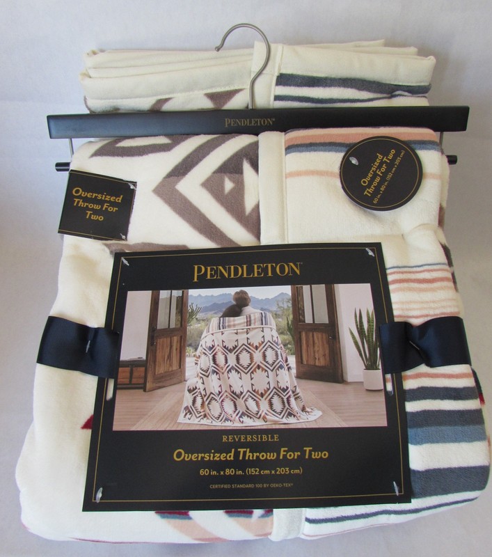 Pendleton Designer Throw Blanket For Two 60" X 80" Reversible Oversized Cream gallery