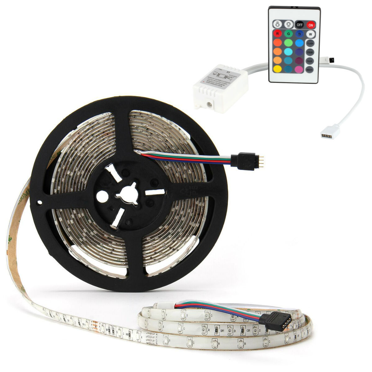 5M RGB 300leds Waterproof 3528 SMD LED Light Strip +24keys IR Remote Controller gallery