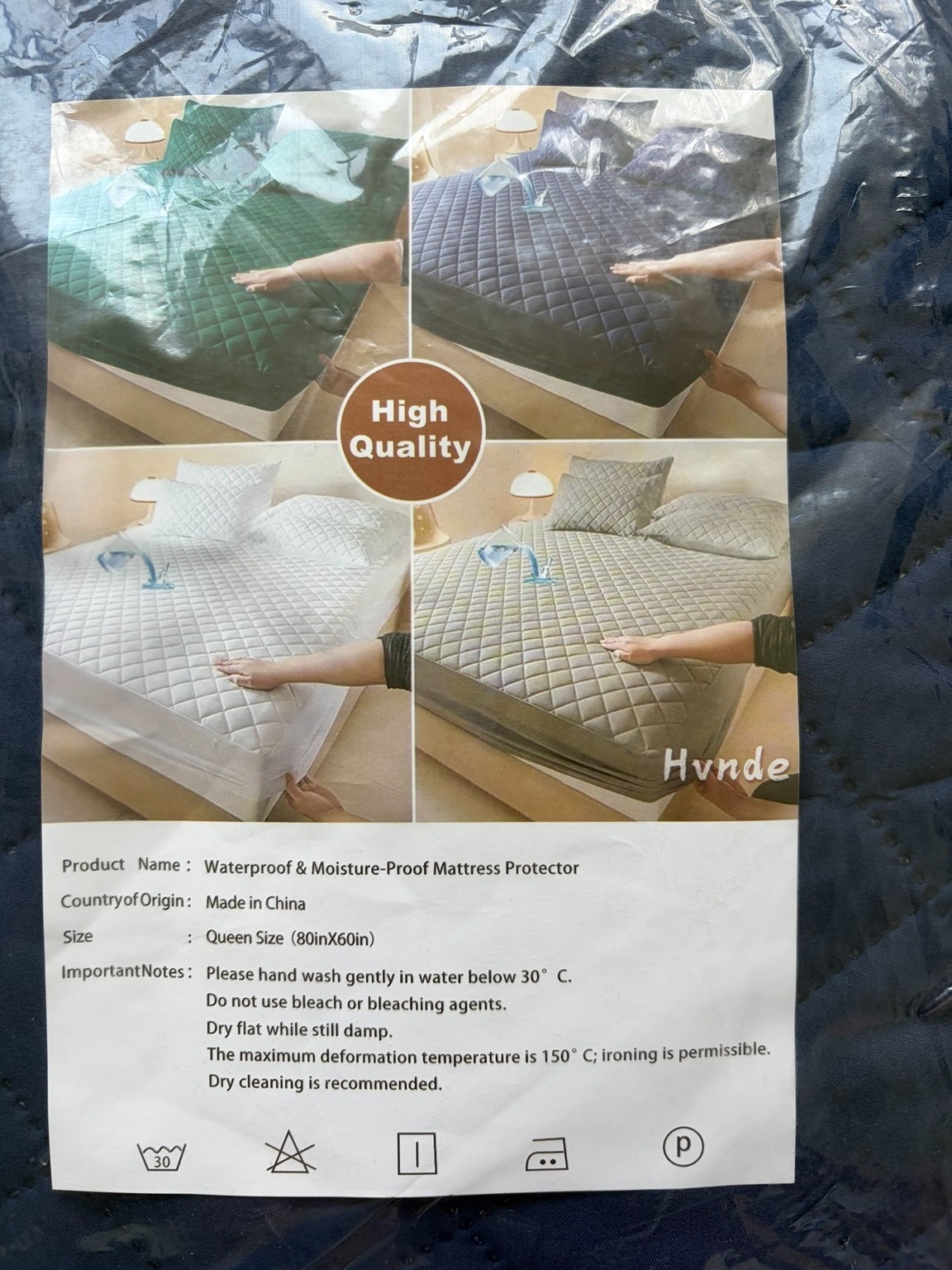 Queen Waterproof Mattress Protector Quilted Mattress Pad Cover Navy Blue New gallery