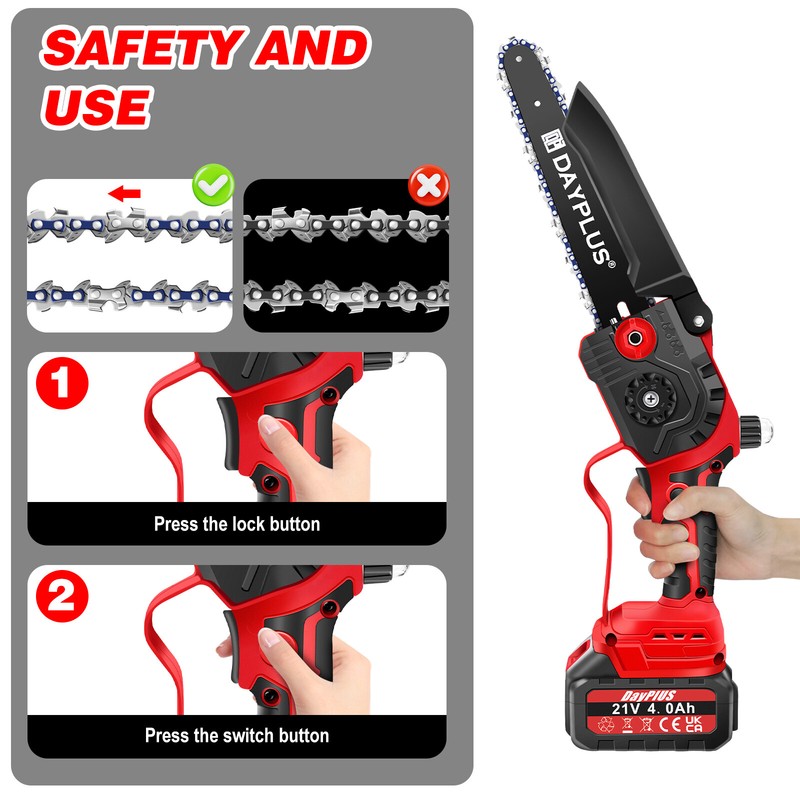 4"/6"8" Mini Handheld Electric Chainsaw Cordless Chain Saw Wood Cutter+2 Battery gallery