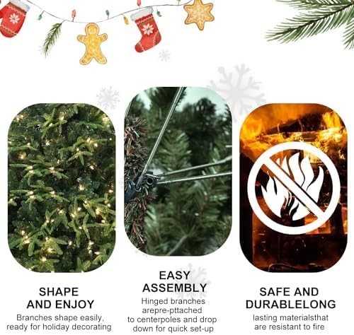 4-9 ft Pre-Lit Artificial Christmas Tree w/LED Lights Spruce Tree Foldable Base gallery
