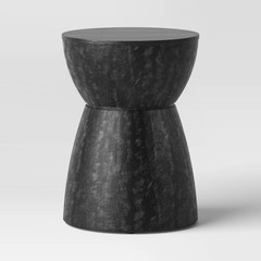 Prisma Round Wood Turned Drum Accent Table Black – Threshold