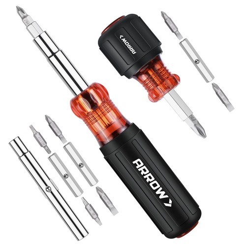 ARROW 2PC 11-in-1 Standard/5-in-1 Stubby Multi-bit Screw Driver & Nut Driver Set gallery