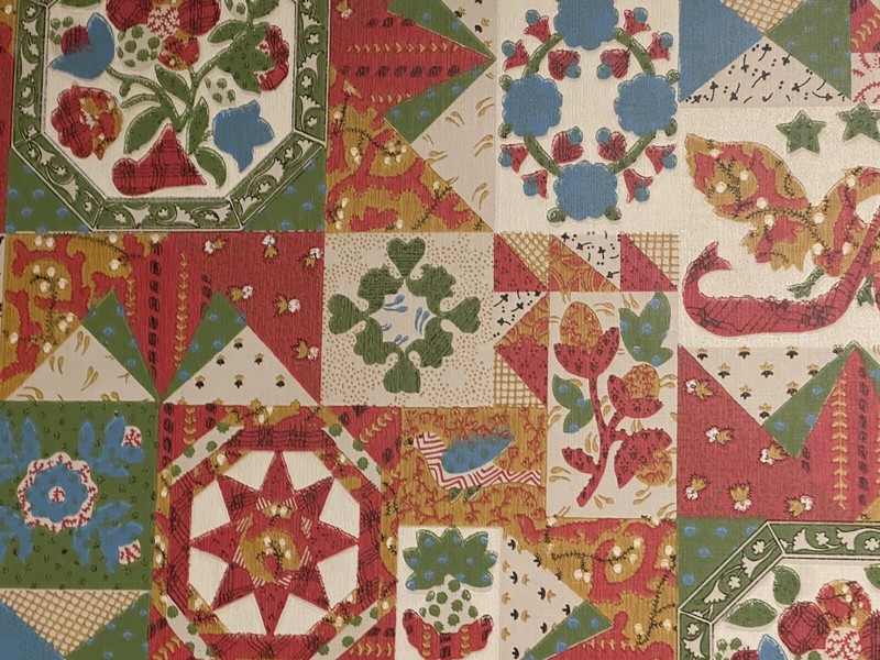 Red Green Blue Quilt Pattern Design Wallpaper/Wall Covering-Multiple Rolls gallery