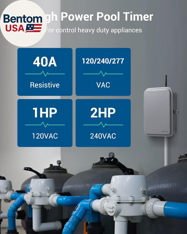 Pool Pump Timer, Outdoor Smart Wi-Fi Box, Heavy Duty 40A 120-277 VAC 2HP Wireles gallery