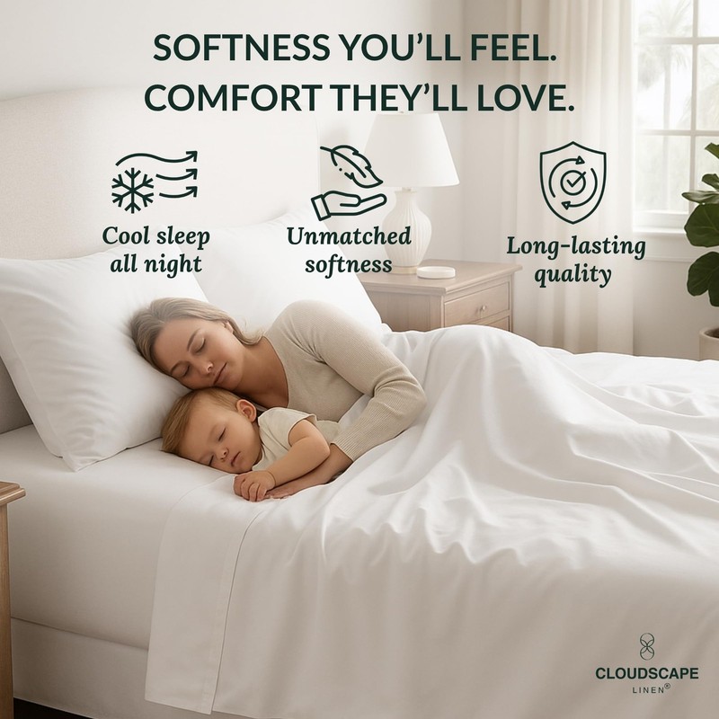 CLOUDSCAPE 100% Egyptian Cotton Sheets King Size - 400 Thread Count 17" Extra... gallery