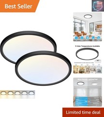 2 Pack LED Flush Mount Ceiling Light,12Inch 24W,3000K/3500K/4000K/5000K/6500K…