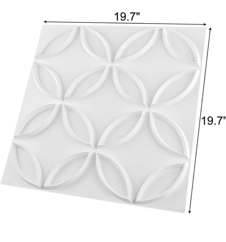 Art3d 12-Pack PVC 3D Wall Panel Interlocked Circles- White (32 sq.ft/case) gallery