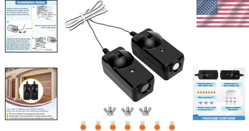 Universal Garage Door Safety Sensor Kit - Easy Installation & Safety Assurance gallery