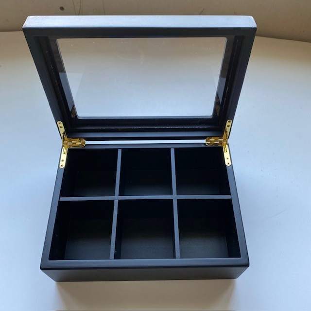 Black Storage Organizer Box w/ Clear Top – 6 Compartments, Removable Divider gallery