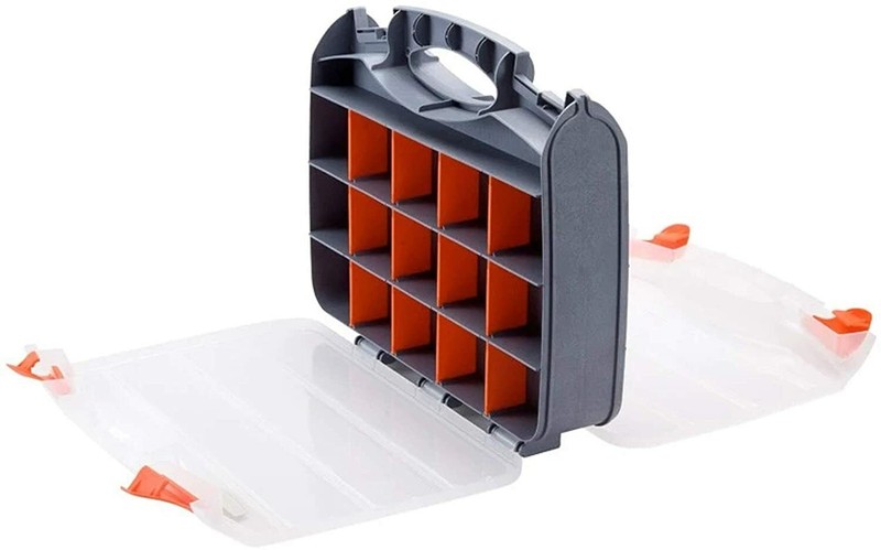 2 Sided Customizable Craft Storage Box Adjustable Dividers Carrying Case 12in gallery