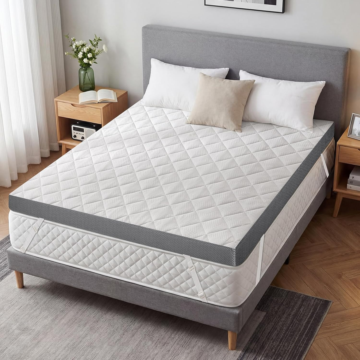 Extra Firm 3" King Mattress Topper - Pain Relief, Washable Cover, CertiPUR-US gallery