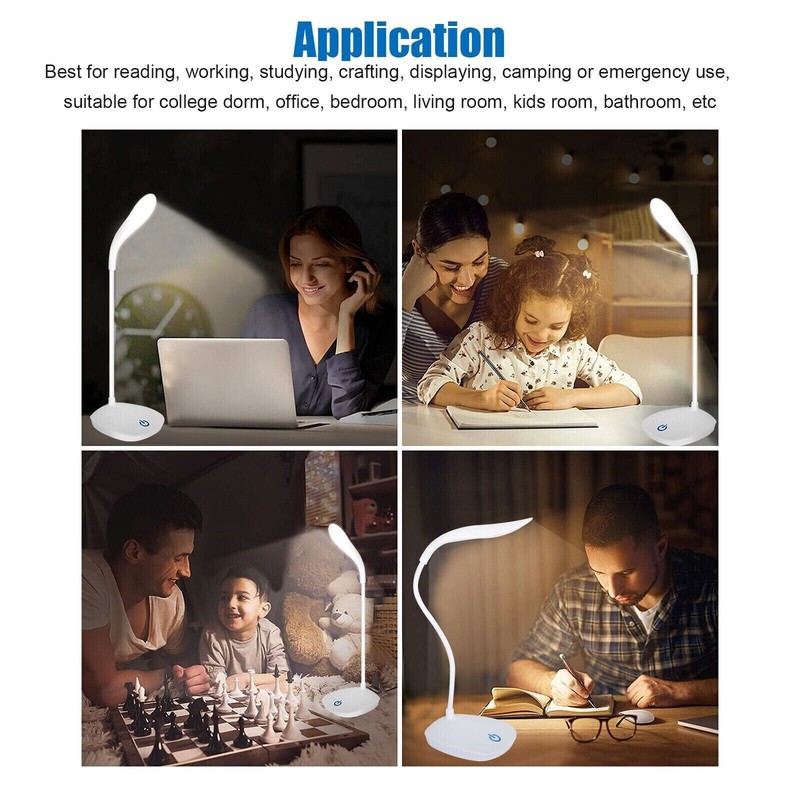 LED Desk Light Dimmable Bedside Reading Night Lamp USB Rechargeable Touch Sensor gallery