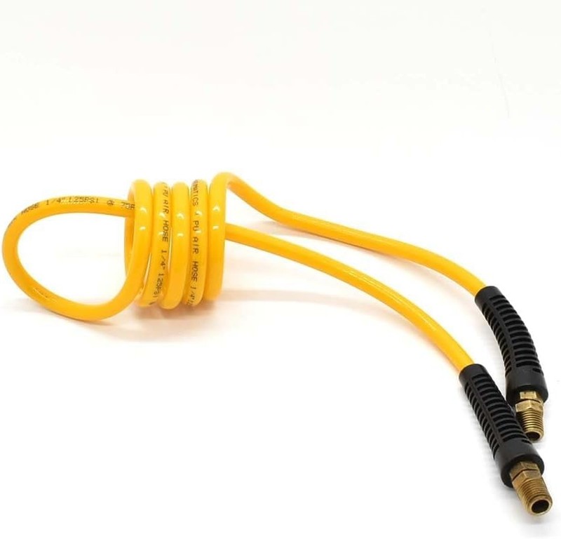 Interstate Pneumatics HR14-005 1/4 Inch 5 ft long, Recoil Yellow Nylon Air Hose gallery