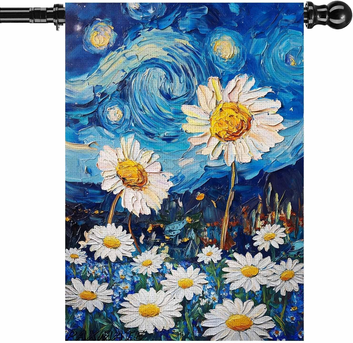 Spring Summer House Flag 28X40 Inch Double Sided Starry Night Daisy Flowers Larg gallery