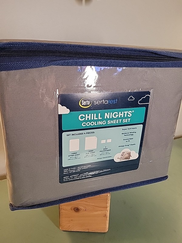 Serta SertaRest Chill Nights Cooling KING Sheet Set NEW Gray 4-Pieces Super Soft gallery