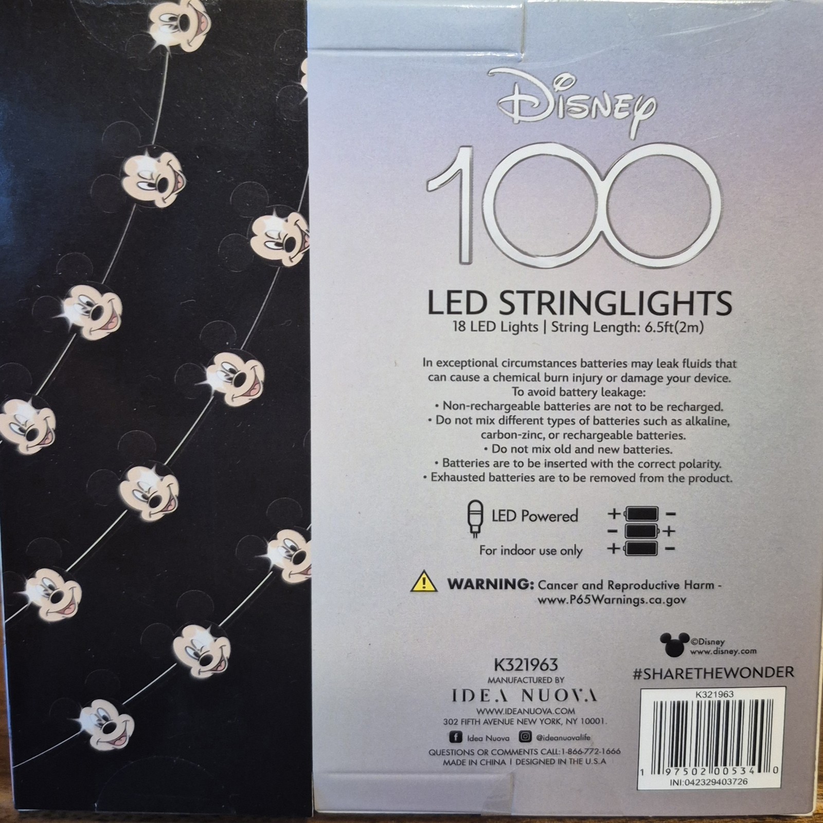 Disney 18 LED String Lights Mickey Mouse Battery Operated (NEW) 100 Years gallery