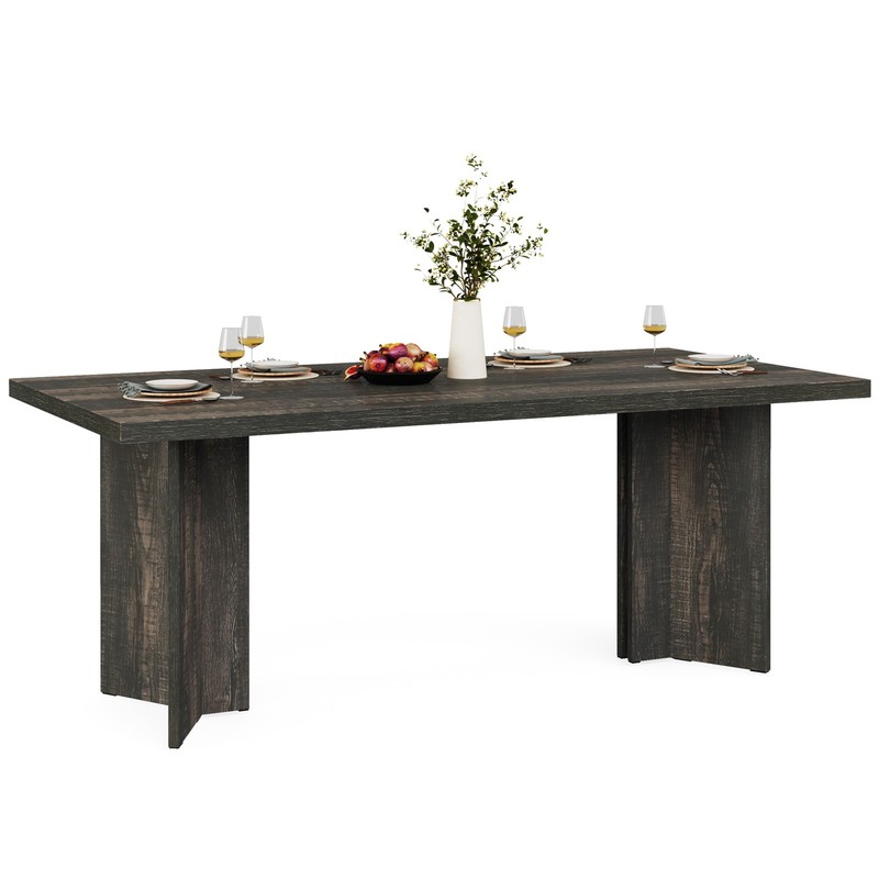 63 Inch Rectangular Dining Table Farmhouse Wooden Kitchen Table for 4-6 People gallery