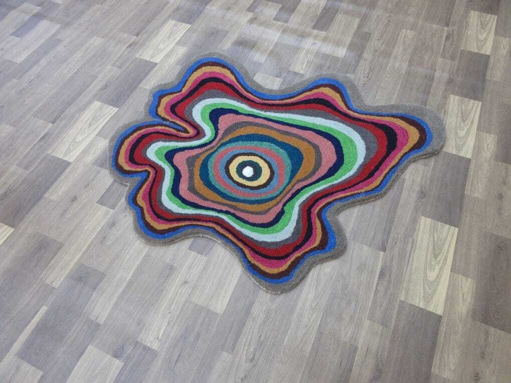 Multicolor Irregular Design, 100% NZ-Wool Modern Handmade Tufted Area Rugs. gallery
