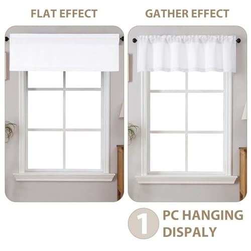 White Valance for Windows - Solid Light 60"W x 14"L (Pack of 1) Pure White gallery