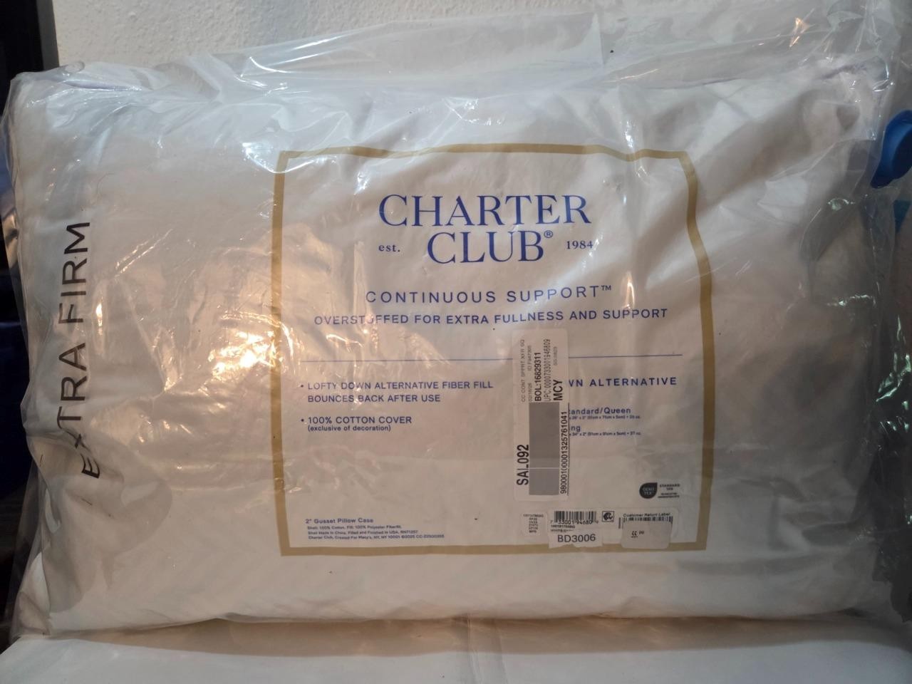 Charter Club Continuous Support Extra Firm Density Pillow, Standard/Queen gallery