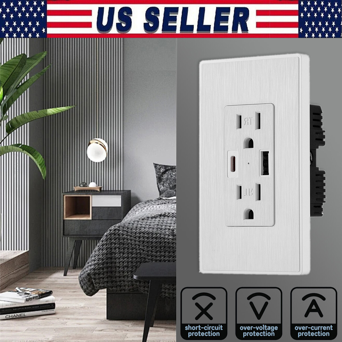 USB TypeC Port Outlet Wall Socket Charger AC Power Receptacle Panel 15A 125V LOT gallery
