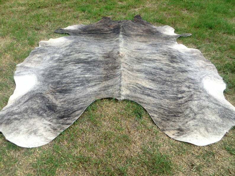MAKE OFFER !! LARGE BRINDLE GRAY Cowhide Rug natural Cowhides Cow Hide Skin RT gallery