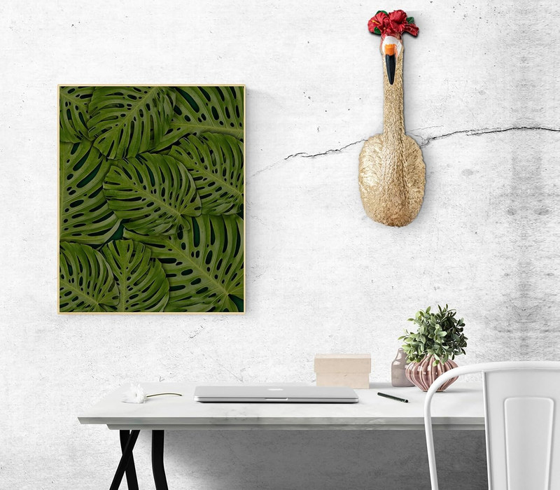 Exquisite Gold Wall Decor - Large Resin Flamingo Bird Head Sculpture for Hanging gallery