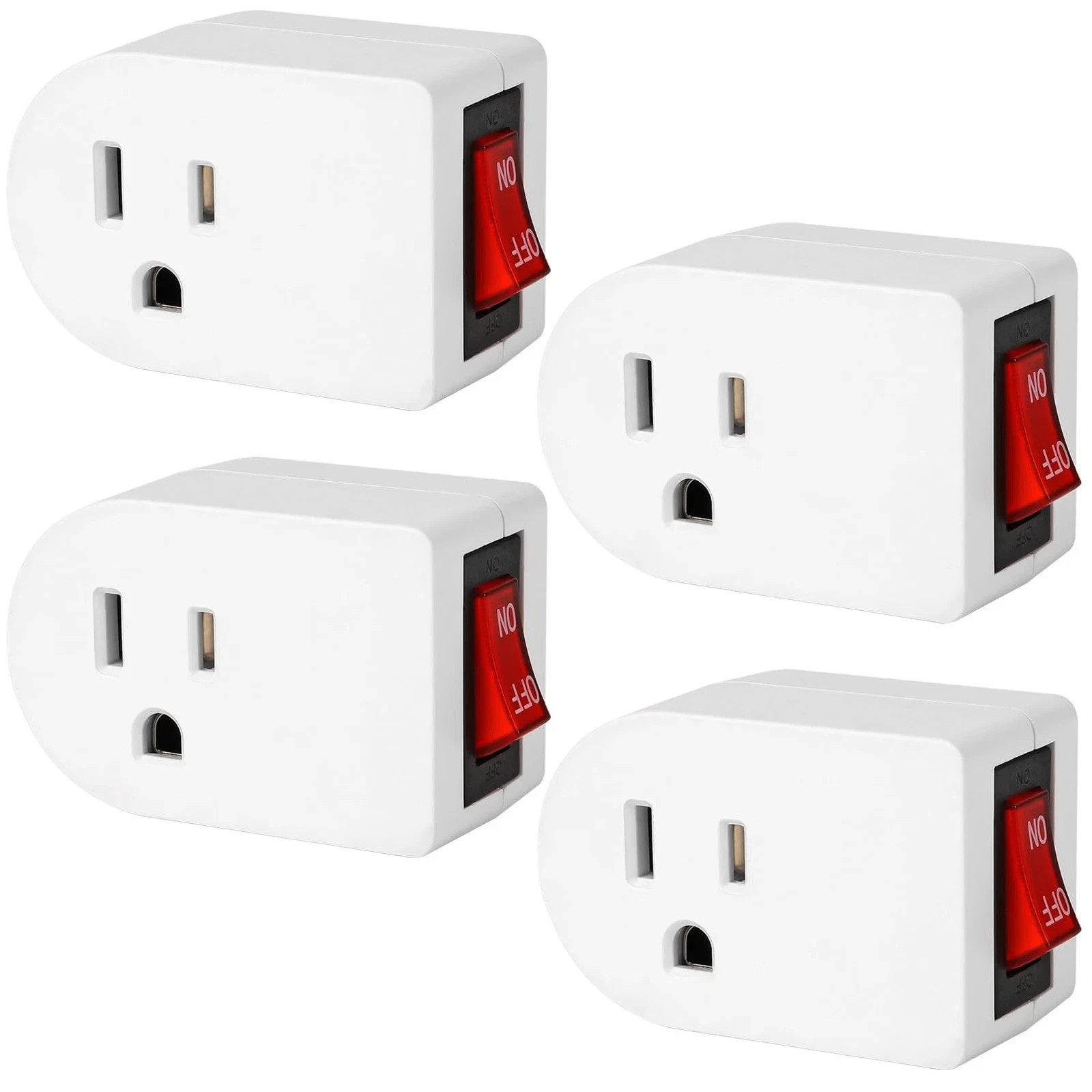 Grounded Outlet with on off Switch (4 Pack), Single Power Adapter Outlet 15A 187 gallery